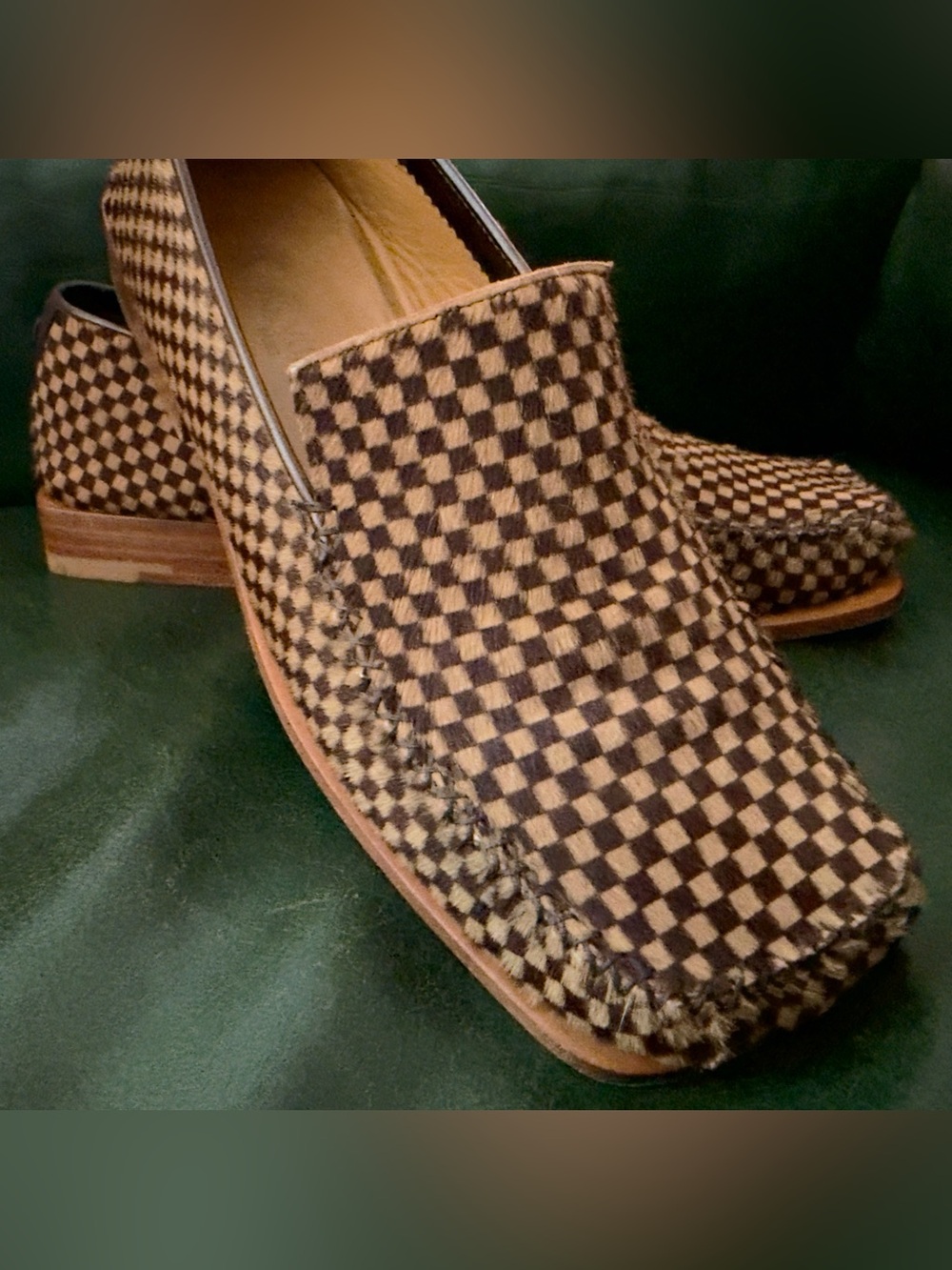 Louis Vuitton Brown Checker Slip-On Loafers